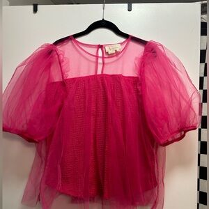 Anthropologie Pink Tulle Top
